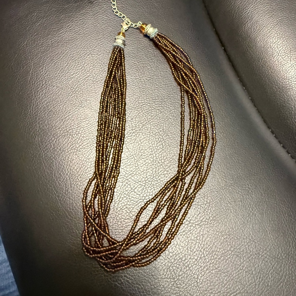 Vintage Elegant Brown Beaded Necklace